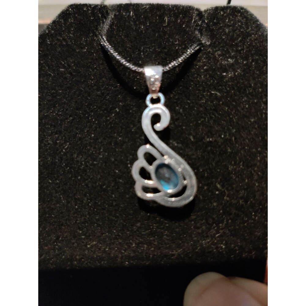 925 Blue Rhinestone Pendant - Picture 4 of 4